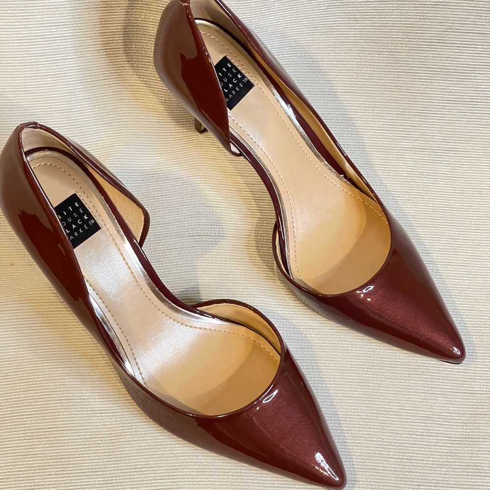 New WHBM Ella deep garnet heels, 6.5